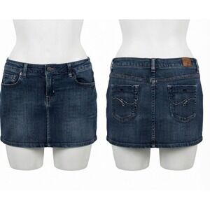 Guess Y2K Blue Denim Micro Mini Skirt Size 31 Low Rise Bratz McBling Jean‎ Short
